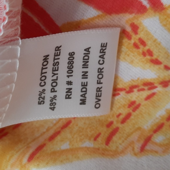 Nwt Emily Daniel's 3X Pullover Tropical Green Orange  Button V-neck Blouse - Picture 4 of 5